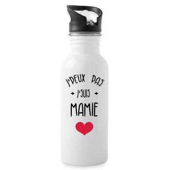Grandma Oma Großmütter Mamy Mamie Grand-Mère - Water bottle with straw - white - Right