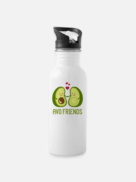 avocado - Water bottle with straw - white
