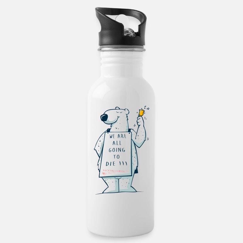 Sandwich bear - Water bottle with straw - white