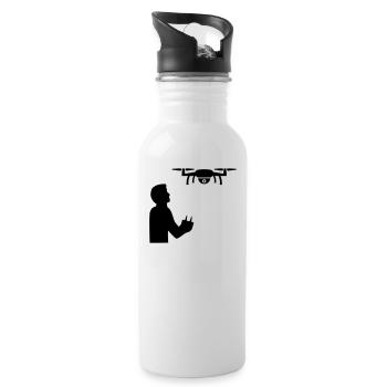 Drohne - Trinkflasche mit integriertem Trinkhalm - Weiß - Rechts