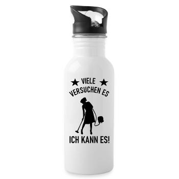 Ich kann es als Reinigungskraft - Trinkflasche mit integriertem Trinkhalm - Weiß - Rechts