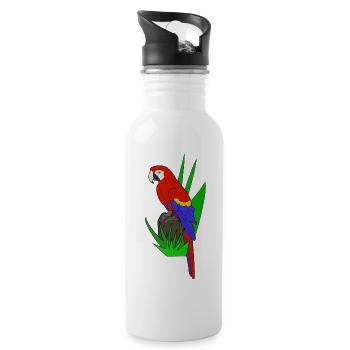 Papagei - Trinkflasche mit integriertem Trinkhalm - Weiß - Rechts