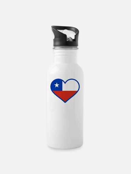 Chile - Trinkflasche mit integriertem Trinkhalm - Weiß