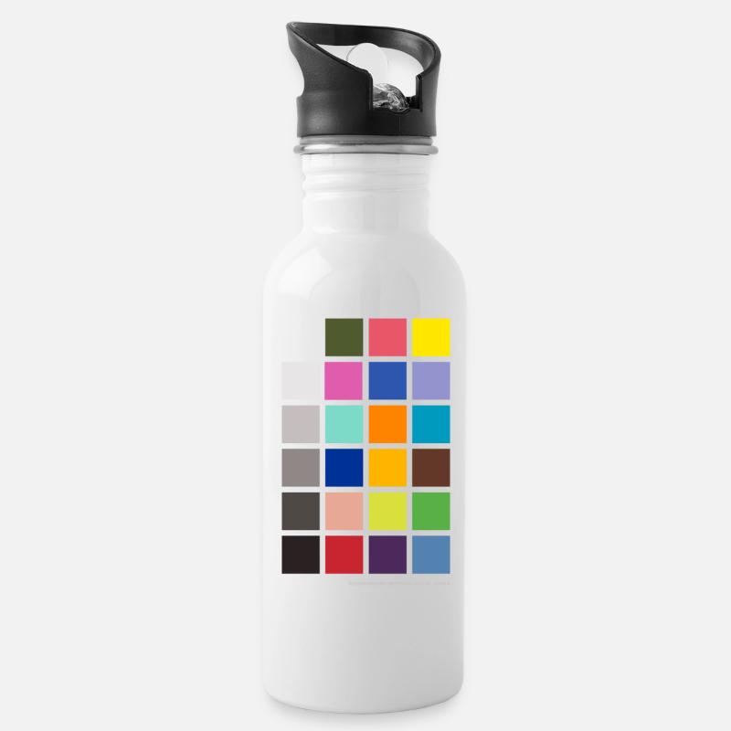 Colour Checker / Farbreferenz / Graukarte - Trinkflasche mit integriertem Trinkhalm - Weiß