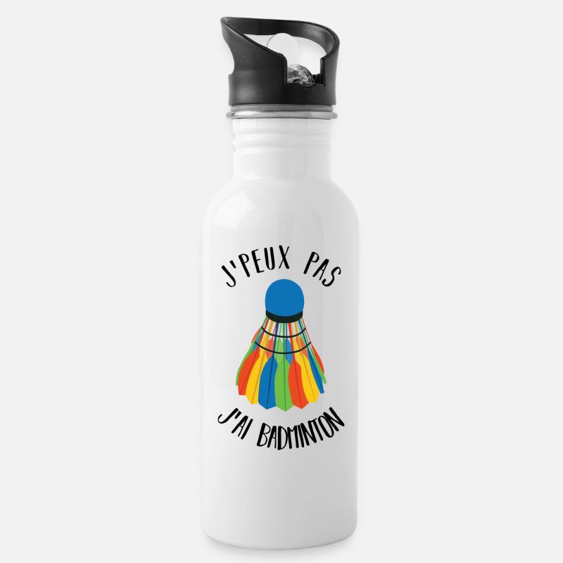 J'peux pas j'ai badminton - Gourde avec paille intégrée - blanc