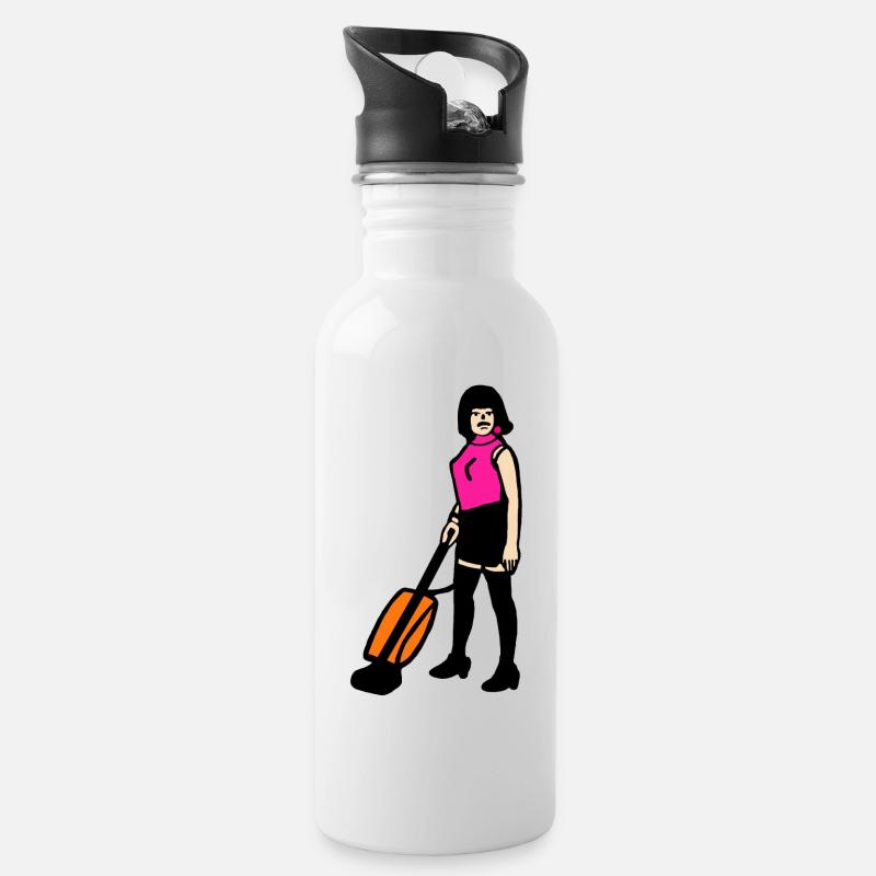 Freddy will sich befreien, Königin, Freddie # - Trinkflasche mit integriertem Trinkhalm - Weiß