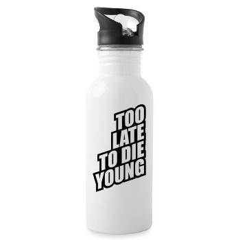 Lustig Too Late - Trinkflasche mit integriertem Trinkhalm - Weiß - Rechts