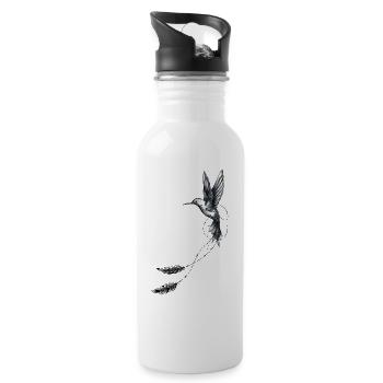 colibri plumes géométrie - Gourde avec paille intégrée - blanc - Droite