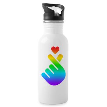 K Pop Coeur, Corée, K-Pop, Musique, Symbole, Gay Pride - Gourde avec paille intégrée - blanc - Droite
