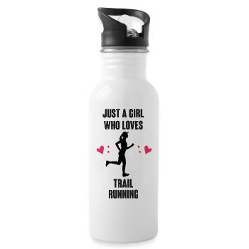 Just A Girl Who Loves Trail Running - Trinkflasche mit integriertem Trinkhalm - Weiß - Rechts