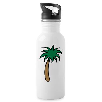 Palme palm tree palmier - Tropen - Strandurlaub - Trinkflasche mit integriertem Trinkhalm - Weiß - Rechts