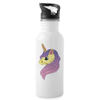Kawaii manga unicorn - Water bottle with straw - white - Right