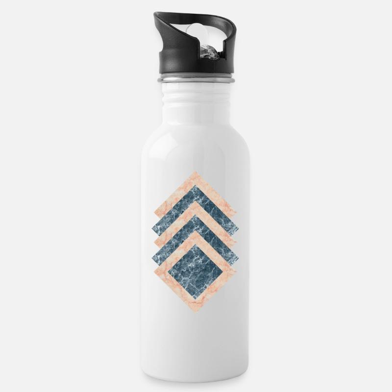 Marmor Geometrie Grafische Formen Geschenk - Trinkflasche mit integriertem Trinkhalm - Weiß