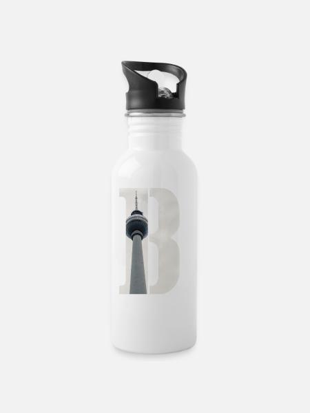 B erlin - Trinkflasche mit integriertem Trinkhalm - Weiß