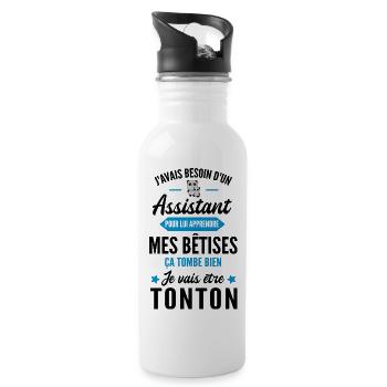 Assistant / je vais être Tonton / futur Tonton - Gourde avec paille intégrée - blanc - Droite