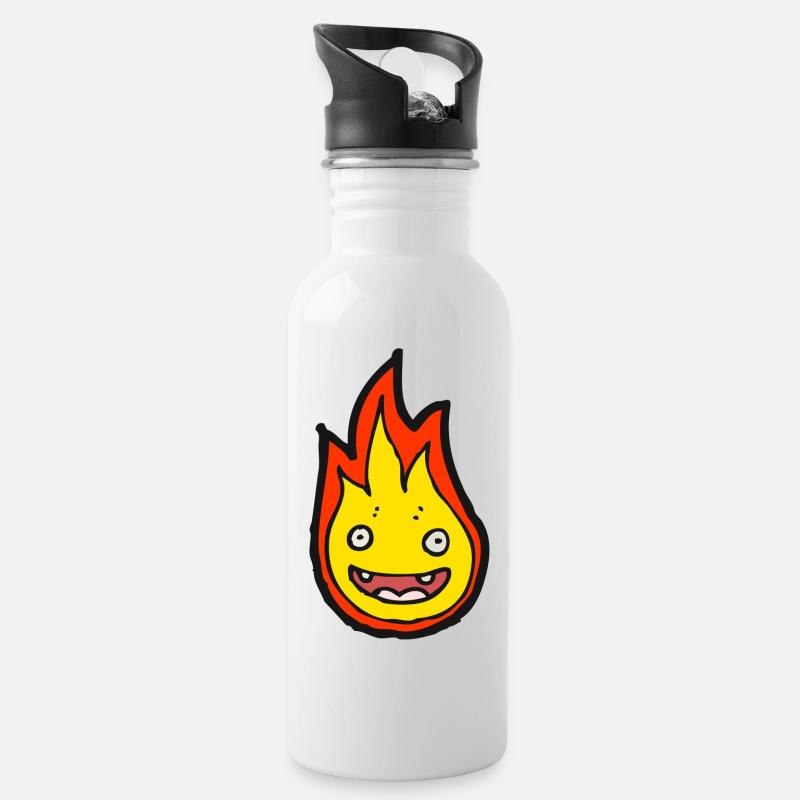 Fire Spirit - Trinkflasche mit integriertem Trinkhalm - Weiß