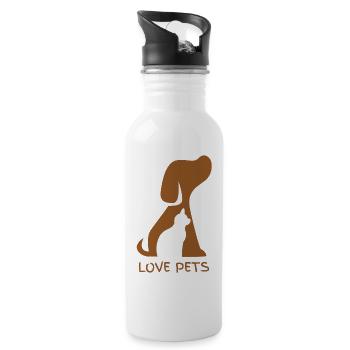 Love pets - Trinkflasche mit integriertem Trinkhalm - Weiß - Rechts