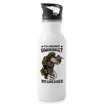 SOLDAT WAS MICH NICHT UMBRINGT SOLLTE WEGRENNEN - Trinkflasche mit integriertem Trinkhalm - Weiß - Rechts