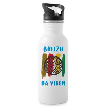 Bretagne - Breizh da viken - Gourde avec paille intégrée - blanc - Droite
