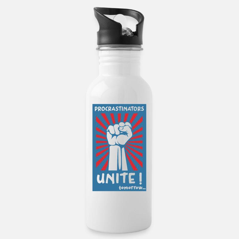 Procrastinators Unite ! Tomorrow... - Gourde avec paille intégrée - blanc