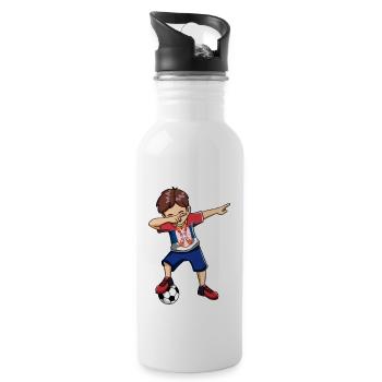 Dabbing Fußball Junge Serbien Trikot Kinder - Trinkflasche mit integriertem Trinkhalm - Weiß - Rechts