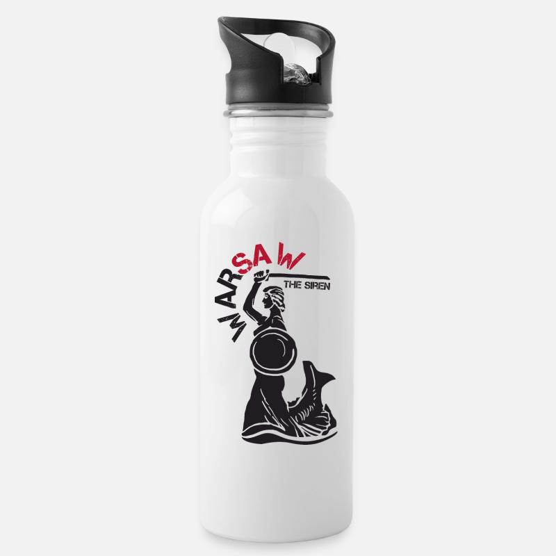Warschauer Sirene - Trinkflasche mit integriertem Trinkhalm - Weiß