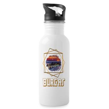 Burgas Bulgarien Stadt Skyline Heimat Liebe - Trinkflasche mit integriertem Trinkhalm - Weiß - Rechts