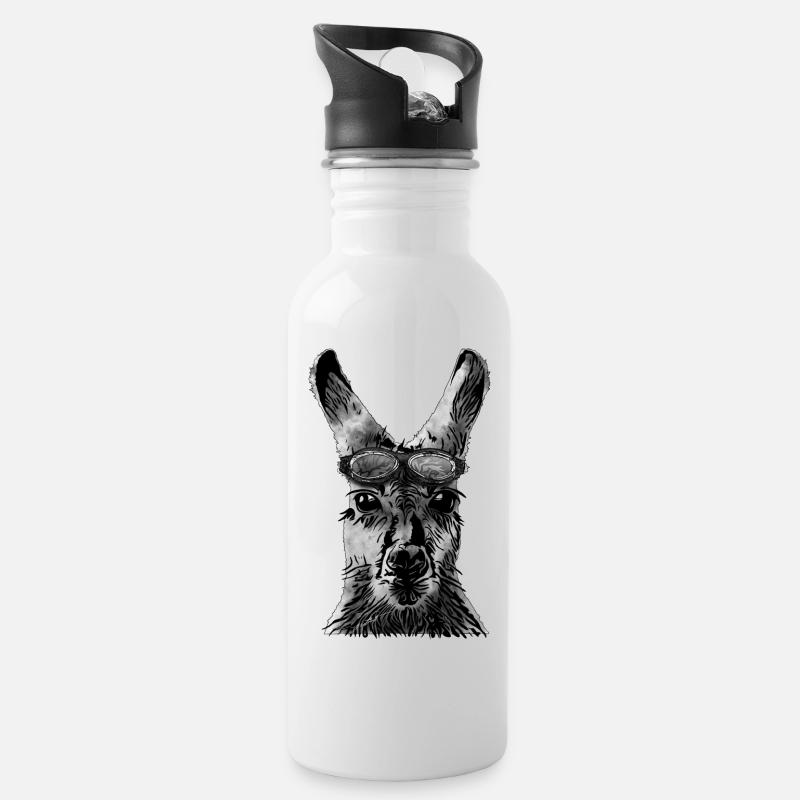 Känguru - Trinkflasche mit integriertem Trinkhalm - Weiß