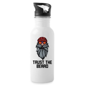 Facial Hair Beard Statement Bearded Full Beard - Water bottle with straw - white - Right