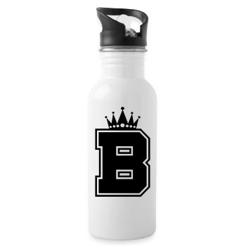 letter B crown - Water bottle with straw - white - Right