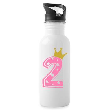 2 Krone 2. Geburtstag 2 Jahre - Trinkflasche mit integriertem Trinkhalm - Weiß - Rechts
