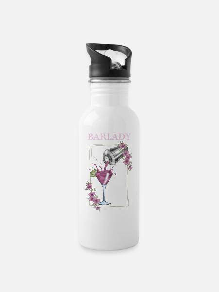 Barkeeper - Trinkflasche mit integriertem Trinkhalm - Weiß
