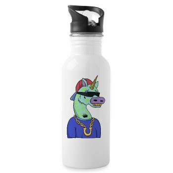 Gangster Einhorn Unicorn - Water bottle with straw - white - Right