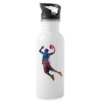 Basketball#Sport - Trinkflasche mit integriertem Trinkhalm - Weiß - Rechts