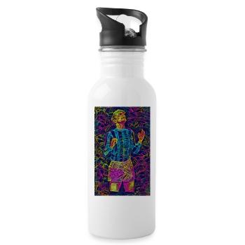 FußballMulticolor - Trinkflasche mit integriertem Trinkhalm - Weiß - Rechts