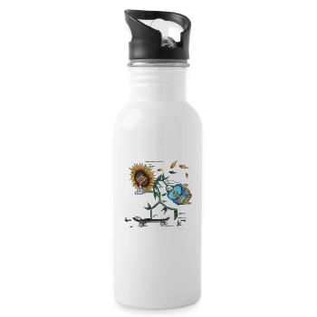 Tschüss Kindergarten ich bin jetzt in der Schule. - Trinkflasche mit integriertem Trinkhalm - Weiß - Rechts