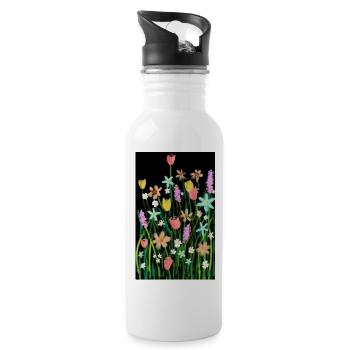 Flower meadow - Water bottle with straw - white - Right