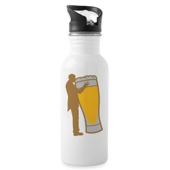 Groom embrasse le mariage à la bière - Gourde avec paille intégrée - blanc - Droite