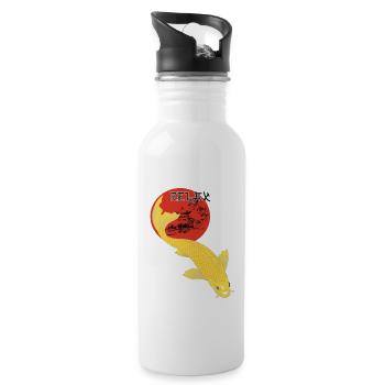 Relax Koi Karpfen Japan Gartenteich Showa - Trinkflasche mit integriertem Trinkhalm - Weiß - Rechts