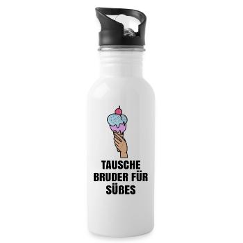 Eis Lecker Nachspeise Lustig Statement Süßigkeiten - Trinkflasche mit integriertem Trinkhalm - Weiß - Rechts