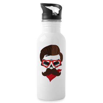 Skullhead beard4 - Trinkflasche mit integriertem Trinkhalm - Weiß - Rechts