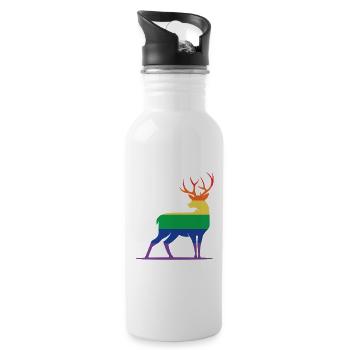 LGBTQ Nonbinary Colorful Rainbow Flag LGBTQ+ Pride - Water bottle with straw - white - Right