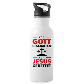 Gott Jesus Stark Rot Typografie - Trinkflasche mit integriertem Trinkhalm - Weiß - Rechts