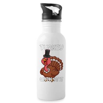 Cadeau de célébration de la fête de la dinde de Thanksgiving - Gourde avec paille intégrée - blanc - Droite