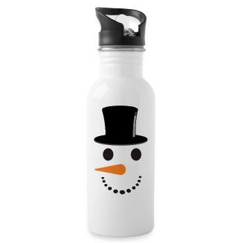 Schneemann mit Hut - Trinkflasche mit integriertem Trinkhalm - Weiß - Rechts