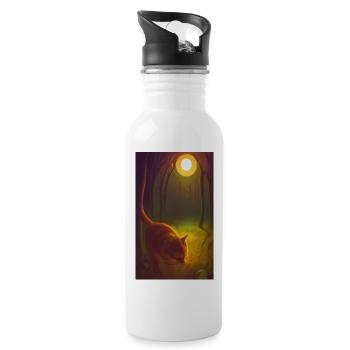 Cat AI Generated Art - Trinkflasche mit integriertem Trinkhalm - Weiß - Rechts