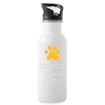 crazy dog lady Zitat - Trinkflasche mit integriertem Trinkhalm - Weiß - Rechts