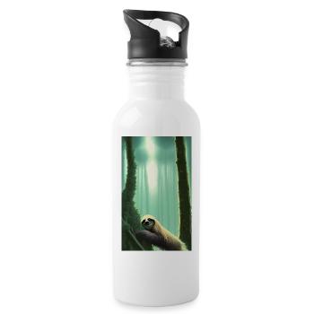 Cool Comic Portrait of a Sloth with sunglasses - Water bottle with straw - white - Right