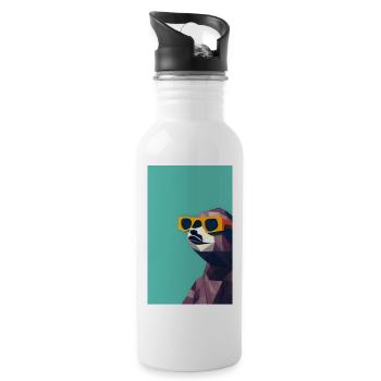 Cooles Comic-Porträt eines Faultiers mit Sonnenbrille - Trinkflasche mit integriertem Trinkhalm - Weiß - Rechts