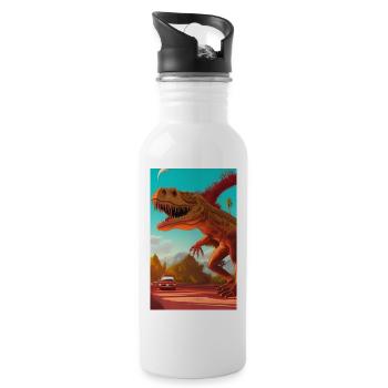 Creepy Horror Comic Alien on a strange planet land - Water bottle with straw - white - Right